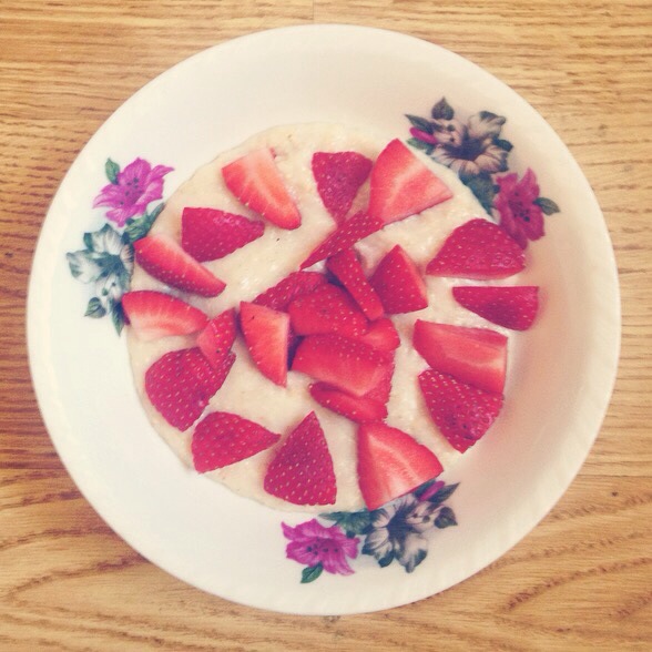 Strawberry topped porridge