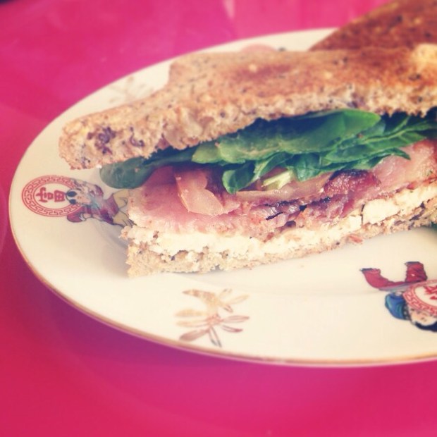 Bacon, feta and spinach sandwhich